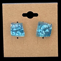 blue diachroic glass earrings